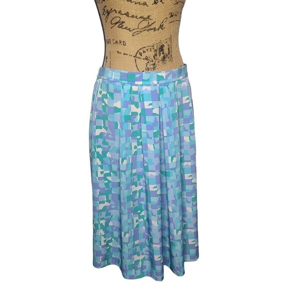 Vintage 80s Pastel Abstract Wearable Art Flowy Midi Skirt - Picture 1 of 12
